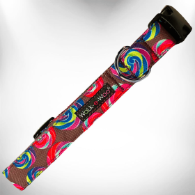 Lollipop Dog Collars (Color: Lollipop on Chocolate, Size: L 1" width fits 14-25" neck)
