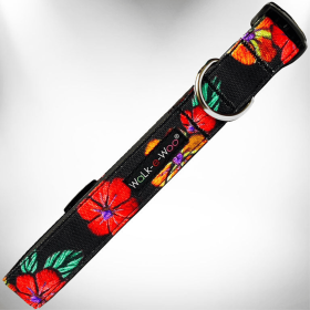 Nature-Lover Collars (Color: Flowers on Black, Size: S 3/4" width fits 10-14" neck)