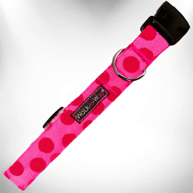 Polka Dot Dog - Monotone Collars (Color: Pink, Size: XL 1.5" wide fits 18-28" neck)