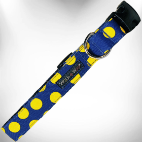 Polka Dot Dog Collars (Color: Yellow Dot on Blue, Size: XS 5/8" width fits 8-12" neck)