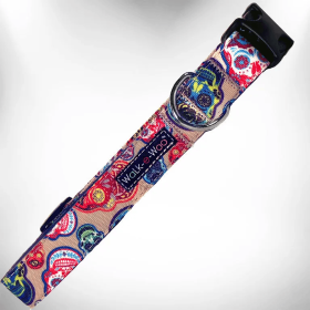 Day of the Dead - Dog Collars (Color: Day of the Dead, Size: XS 5/8" width fits 8-12" neck)