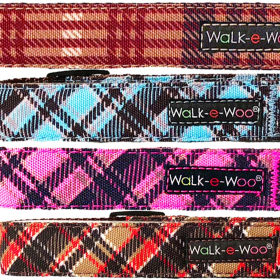 Plaid Dog Collars (Color: Hot Pink, Size: XS 5/8" width fits 8-12" neck)