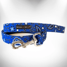 Bandana Dog Leads (Color: Blue, Size: REGULAR Lead 1" width- 5' length)
