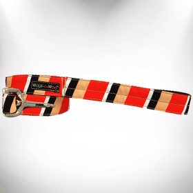 Stripes Dog Leash (Color: Red/Tan, Size: REGULAR 1" width- 5' long)