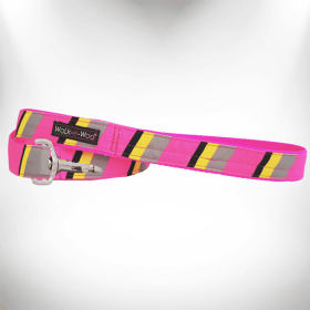 Stripes Dog Leash (Color: Pink/Grey, Size: REGULAR 1" width- 5' long)