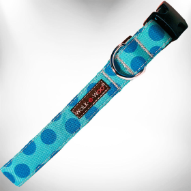Polka Dot Dog - Monotone Collars (Color: Turquoise, Size: M 1" width fits 12-18" neck)