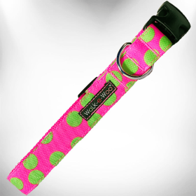 Polka Dot Dog - Neon Collars (Color: Green Dot on Pink, Size: M 1" width fits 12-18" neck)
