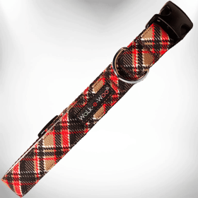 Plaid Dog Collars (Color: Gatsby, Size: M 1" width fits 12-18" neck)