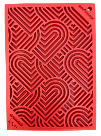 Heart Design "Love" eMat Enrichment Lick Mat (Color: Red, Size: small)