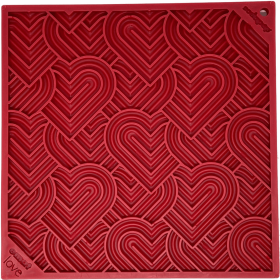 Heart Design "Love" eMat Enrichment Lick Mat (Color: Red, Size: large)