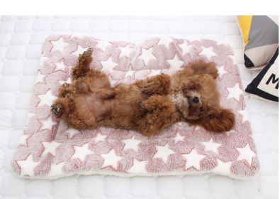 Sleeping pad blanket, dog house warm mattress pet cushion (colour: Blue white star, size: No.3 49*32cm)