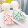 Teddy pup clothes Plaid chest back skirt