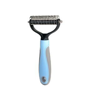 Pet Grooming Tool 2 Sided Undercoat Rake (Color: Blue)