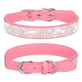 Shiny Artificial Rhinestone Dog Collar (Color: Pink, size: XS)