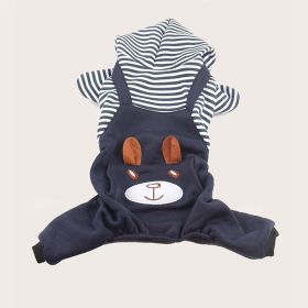 Bear Design Dog Four-legged Jumpsuit (Color: Royal Blue, size: M)
