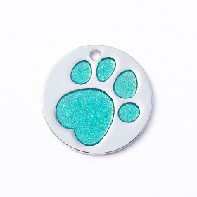 Personalized Dog Tags; Engraved Footprints Tags (Color: Viridity, size: one-size)