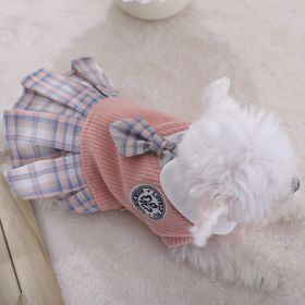 Sweet Bowknot Dog Sweater Dress; Winter Warm Pet Clothes; Costume For Small Medium Large Dog (Color: Pink, size: XS)
