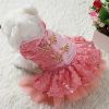 New Year Dog Dress; Festive Pet Dress; Floral Dog Costumes; Pet Clothes For Small Medium Dogs
