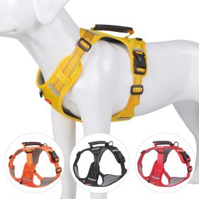 No Pull Pet Harness; Adjustable Soft Padded With Easy Control Handle (Color: Yellow, size: M)