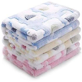 1 Pack 2 Blankets Super Soft Fluffy Premium Cute Elephant Pattern Pet Blanket Flannel Throw (Color: Blue, size: Large (Pack of 2))