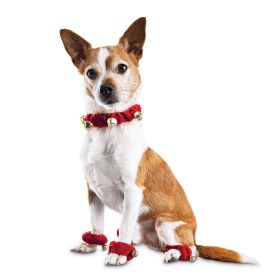 Christmas Pet Ring Bell Decorative Set Holiday Dressing Dog Neck Fringe with Foot Cover Bell Set (size: M)