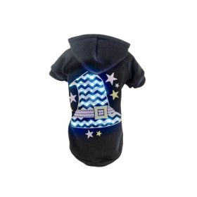 Pet Life LED Lighting Magical Hat Hooded Sweater (size: Medium - (FBPBKMD))