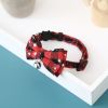 2pcs Christmas Snowflake Checker Bowknot Bell Pet Collar, dog Christmas Bell collar