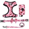 4Pcs Set Reflective No Pull Dog Harness Collar Leash With Dog Poop Bag For Small Medium Dog