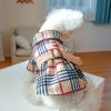 Pet Dress; Plaid Dog Dress With Belt; Winter Cat Dress Pet Clothes For Small Medium Dogs