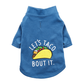 The Essential T-Shirt - Let's Taco Bout It (Color: Blueberry Blue, Size: small)