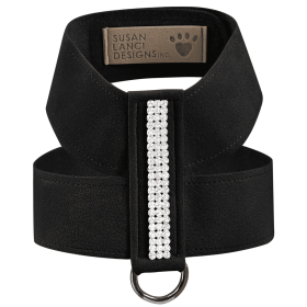 Susan Lanci Designs 3 Row Giltmore Crystals Tinkie Harness (Color: Black, Size: large)