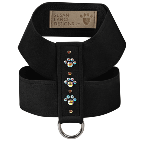 Susan Lanci Designs Crystal Paws Tinkie Harness (Color: Black, Size: large)