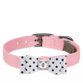 Susan Lanci Designs Black & White Polka Dot Big Bow Collar (Color: Puppy Pink/Black & White Polka Dot, Size: large)