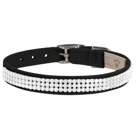 Susan Lanci Designs 3 Row Giltmore Crystals Collar (Color: Black, Size: large)