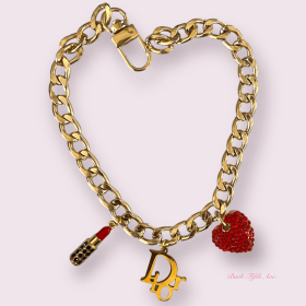 Dior-able Rhinestone Heart Charm Dog Necklace (Size: small)