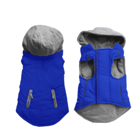 Reversible Hooded Coat (Color: Blue, Size: small)