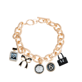 Bags & Bows Charm Necklace (Color: Black, Size: small)