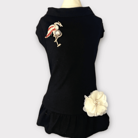 Elegant Flamingo Rhinestone and Pearl-Dog Dress (Size: X Small)