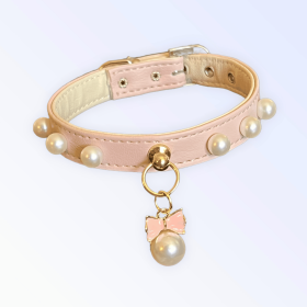 Beaded Pearls and Bow Collar (Size: 10")