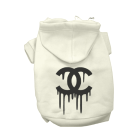 Chewnel Drippy Dog Hoodies (Color: Cream, Size: X Small)