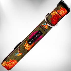 Nature-Lover Collars (Color: Hummingbird Flowers, Size: XS 5/8" width fits 8-12" neck)