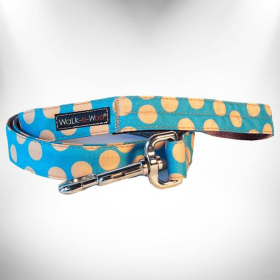 Polka Dot Dog - Tan Dots Leads (Color: Tan Dots on Turquoise, Size: THIN Lead 5/8" width- 5' length)