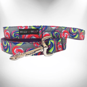 Lollipop Dog Leads (Color: Lollipop on Chocolate, Size: THIN Lead 5/8" width- 5' length)