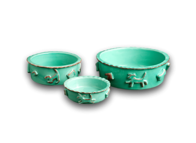 Carmel Ceramica Dog Food/Water Bowl (Color: Aqua/Green, Size: medium)