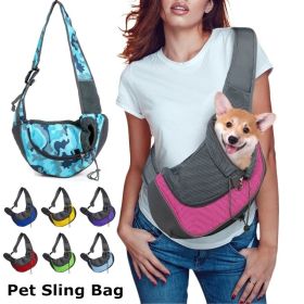 Pet Puppy Carrier S/L Outdoor Travel Dog Shoulder Bag Mesh Oxford Single (Color: Dark Blue, Size: S)