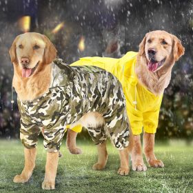 Golden hair raincoat dog Samoyed medium-sized large dog border dog raincoat (Color: Yellow reflective four-legged raincoat, Size: 6XL reference weight 50-60kg)