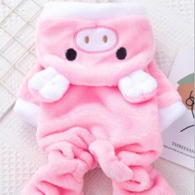 Pet Apparel; Piggy Shaped Winter Warm Flush Clothes For Doggy (Color: Pink, Size: S)