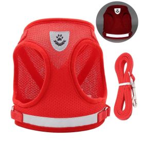 No Pull Pet Harness Vest For Dog: Step-in Puppy Harness For Small Medium Dogs; Reflective Strip (Color: Red, Size: L)