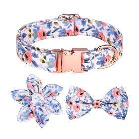 1pc Adjustable Soft Dog Collar With Print Flower Multicolor Cute Patterns (Color: Dodge Blue, Size: L)