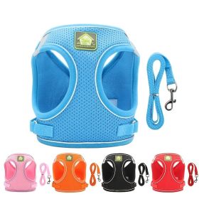 Reflective Pet Harness And Leash Set For Dog; No Pull Dog Vest Harness With Breathable Mesh (Color: Orange-Red, Size: L)